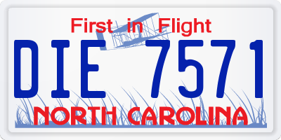 NC license plate DIE7571