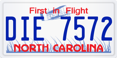 NC license plate DIE7572