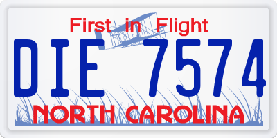 NC license plate DIE7574