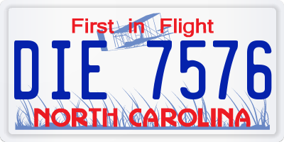 NC license plate DIE7576