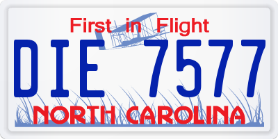 NC license plate DIE7577