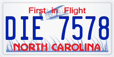 NC license plate DIE7578
