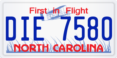 NC license plate DIE7580