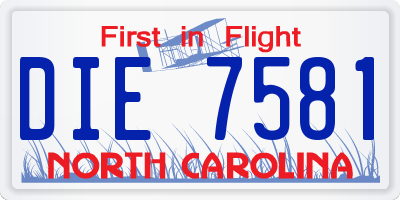 NC license plate DIE7581