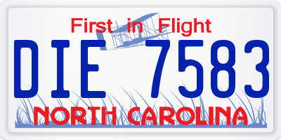 NC license plate DIE7583
