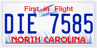 NC license plate DIE7585