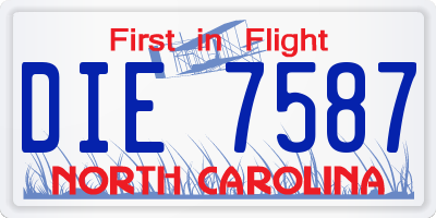 NC license plate DIE7587