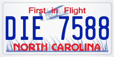 NC license plate DIE7588