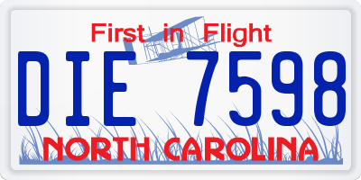 NC license plate DIE7598