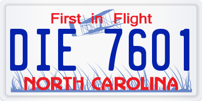 NC license plate DIE7601