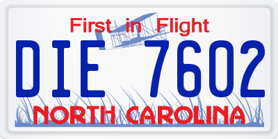 NC license plate DIE7602