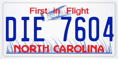 NC license plate DIE7604