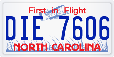 NC license plate DIE7606