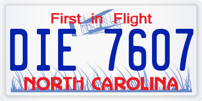NC license plate DIE7607