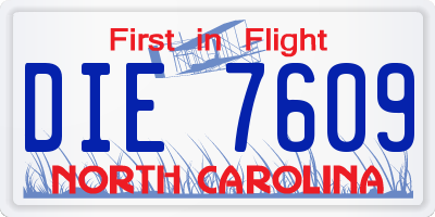 NC license plate DIE7609