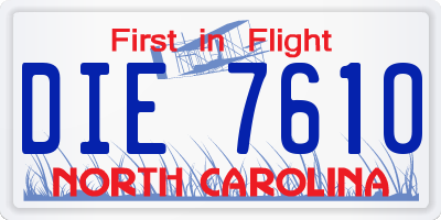 NC license plate DIE7610