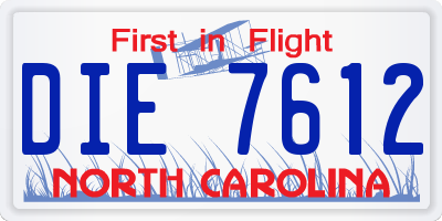 NC license plate DIE7612