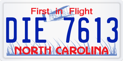 NC license plate DIE7613