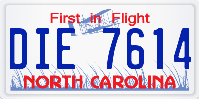 NC license plate DIE7614