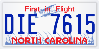 NC license plate DIE7615