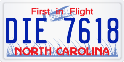NC license plate DIE7618