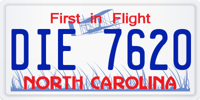 NC license plate DIE7620