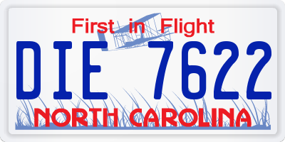 NC license plate DIE7622