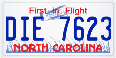 NC license plate DIE7623