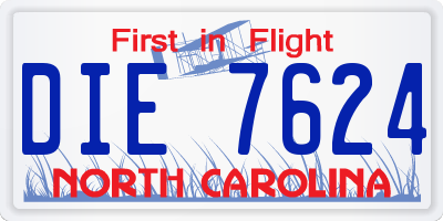 NC license plate DIE7624