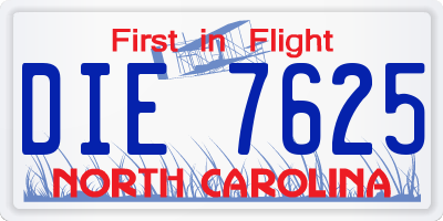 NC license plate DIE7625