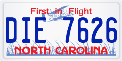 NC license plate DIE7626