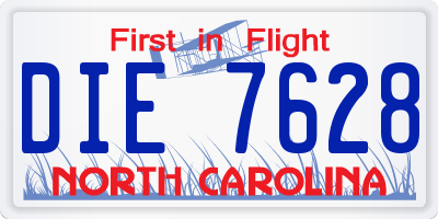 NC license plate DIE7628