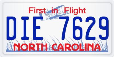 NC license plate DIE7629