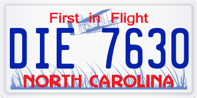NC license plate DIE7630