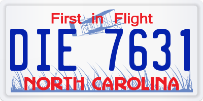 NC license plate DIE7631