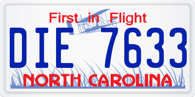 NC license plate DIE7633