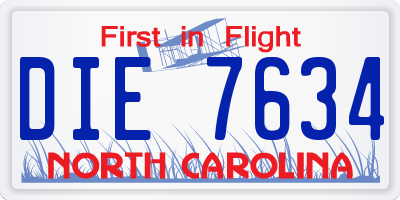 NC license plate DIE7634
