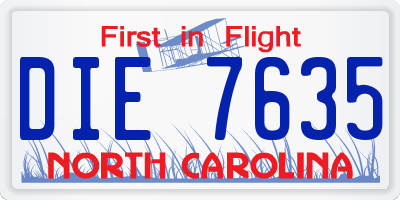 NC license plate DIE7635