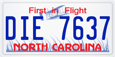 NC license plate DIE7637
