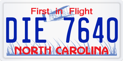 NC license plate DIE7640