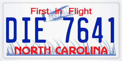 NC license plate DIE7641
