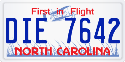 NC license plate DIE7642