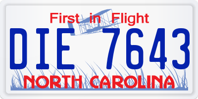 NC license plate DIE7643