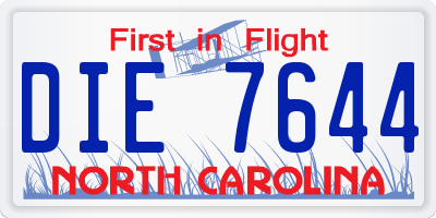 NC license plate DIE7644