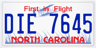 NC license plate DIE7645