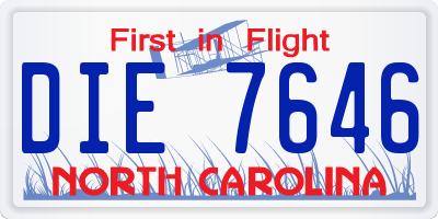 NC license plate DIE7646