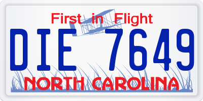 NC license plate DIE7649