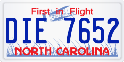 NC license plate DIE7652
