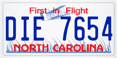 NC license plate DIE7654