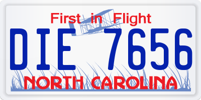 NC license plate DIE7656